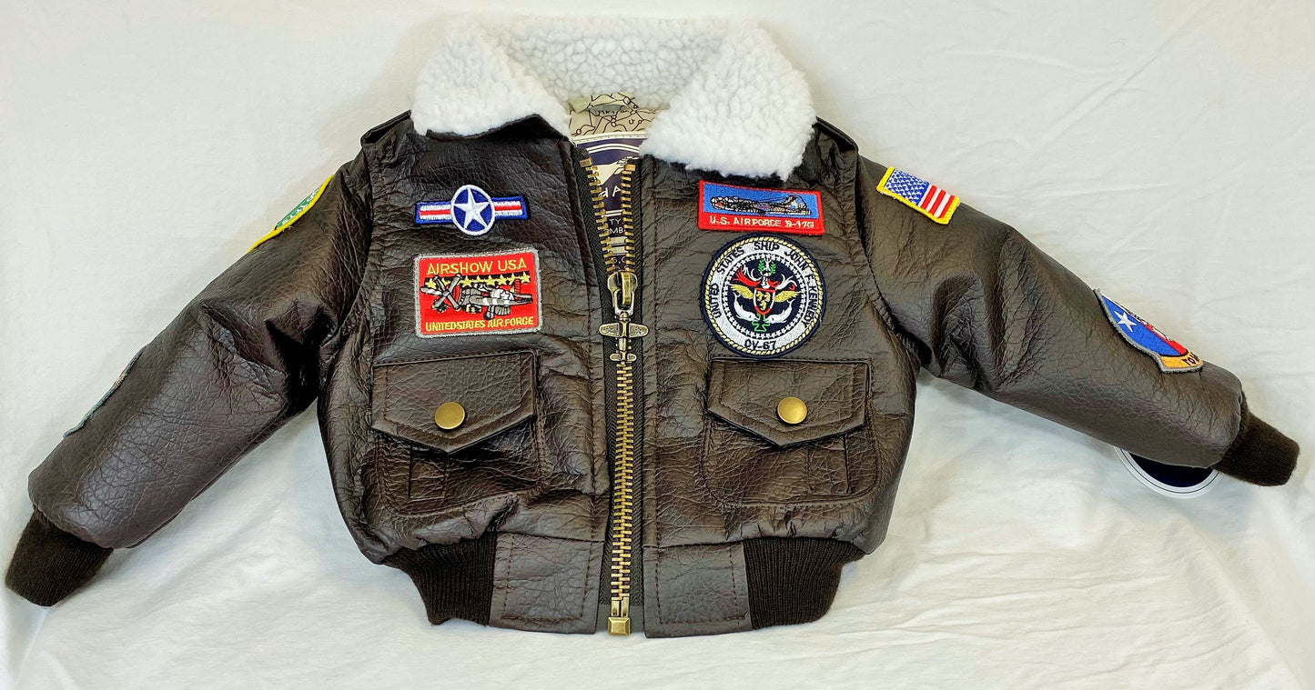 Kid's Brown Aviator Jacket
